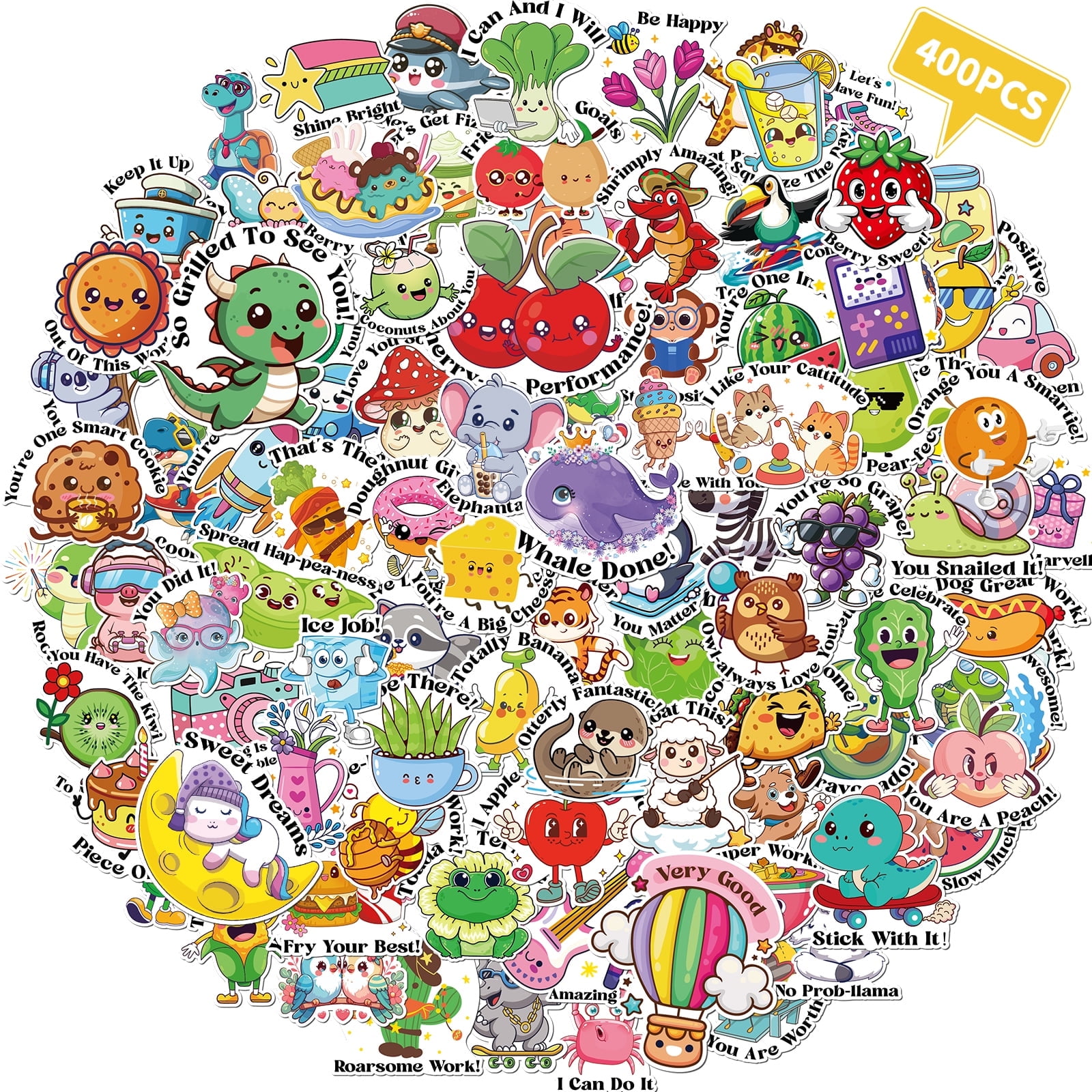Kalysky 400PCS Vinyl Waterproof Water Bottle Stickers for Kids