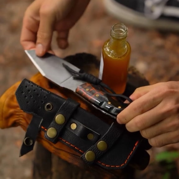 Kam Knife - Z9 N690 Steel Orange G Micarta Black Handle Fixed Blade