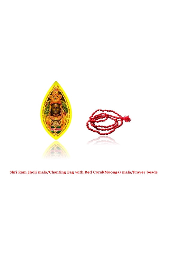 Kamada Combination of Jholi mala/Gaumukhi/chanting bag and exquisite Red Coral (Moonga)mala,Spritual Necklace/rosary for Women and Men