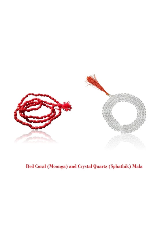 Kamada Combination of Red Coral (Moonga) mala and exquisite Vaijyanti mala,Spritual Necklace/rosary for Women and Men