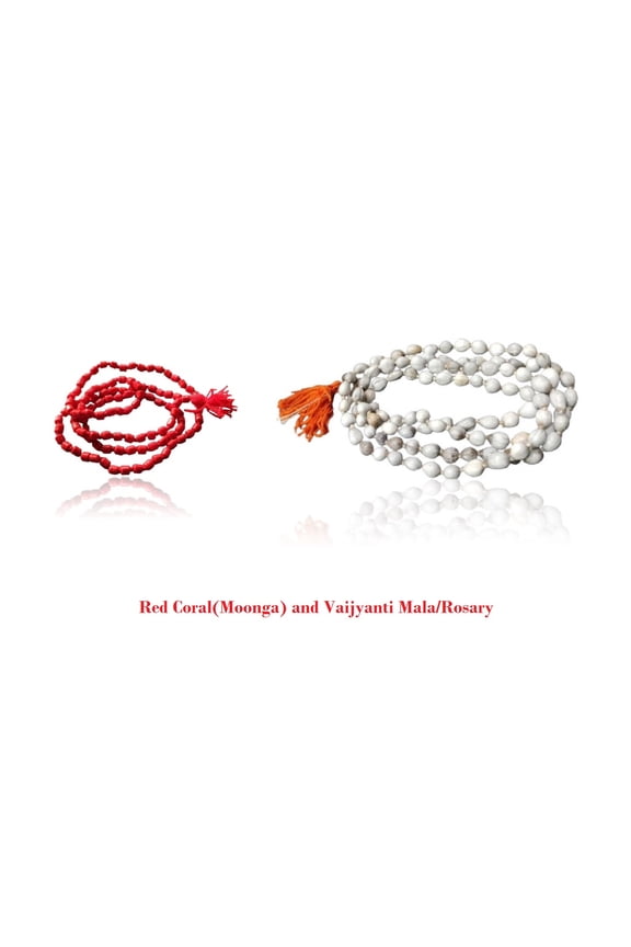 Kamada Combination of Red Coral (Moonga) mala and exquisite Vaijyanti mala,Spritual Necklace/rosary for Women and Men