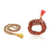 Kamada Combination of Yellow chandan mala and exquisite Rudrakaha 108+1 beads mala,Spritual Pendant Necklace for Women and Men