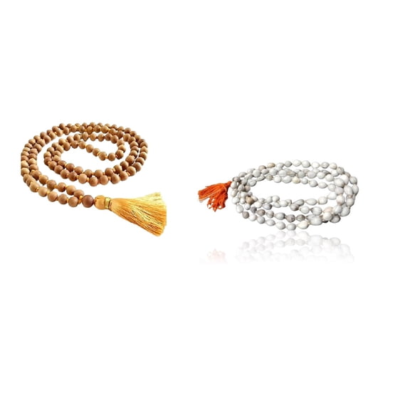 Kamada Combination of Yellow chandan mala and exquisite Vaijyanti mala,Spritual Pendant Necklace for Women and Men