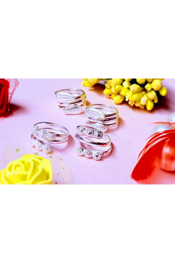 Ethnic Silver Toe ring Pair Combination