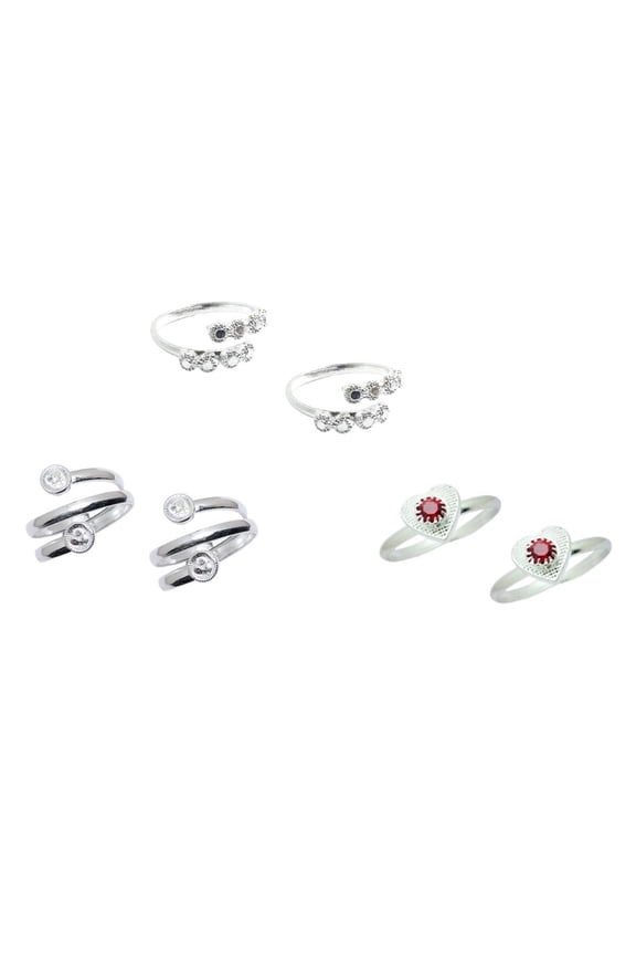 Ethnic Silver Toe ring Pair Combination
