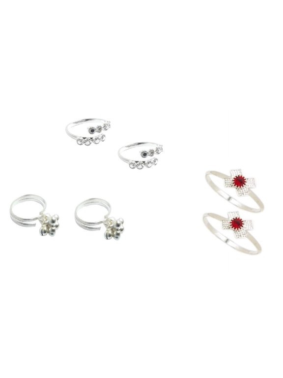 Ethnic Silver Toe ring Pair Combination