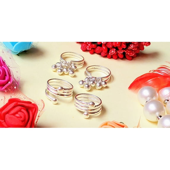 Kamada Creations Ethnic Silver Toe ring Pair Combination