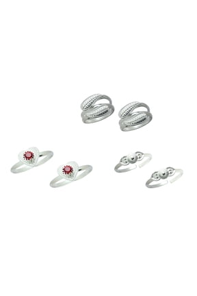 Ethnic Silver Toe ring Pair Combination