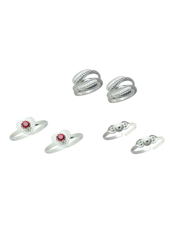 Ethnic Silver Toe ring Pair Combination