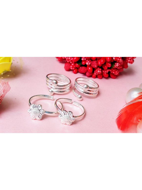 Ethnic Silver Toe ring Pair Combination