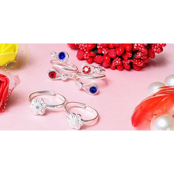 Kamada Creations Ethnic Silver Toe ring Pair Combination