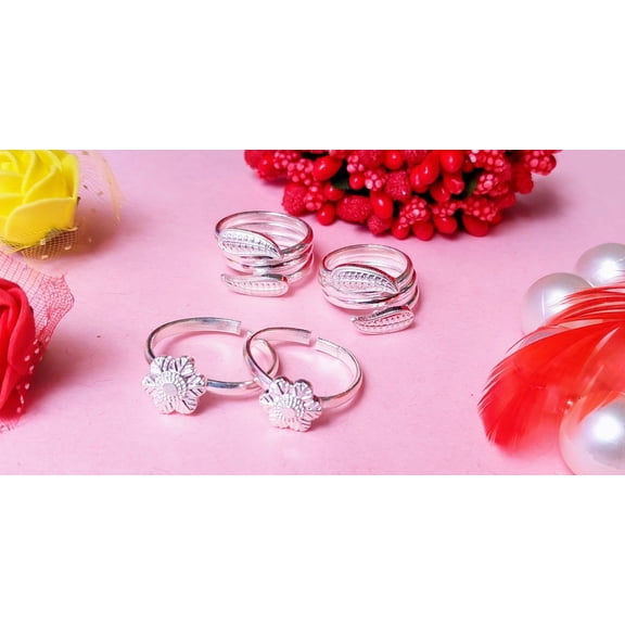 Kamada Creations Ethnic Silver Toe ring Pair Combination