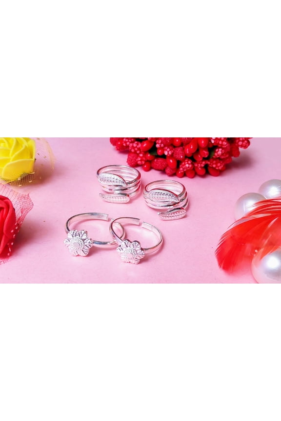 Ethnic Silver Toe ring Pair Combination