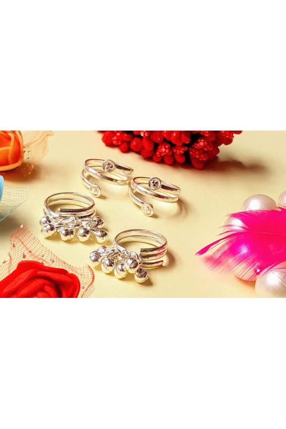 Ethnic Silver Toe ring Pair Combination