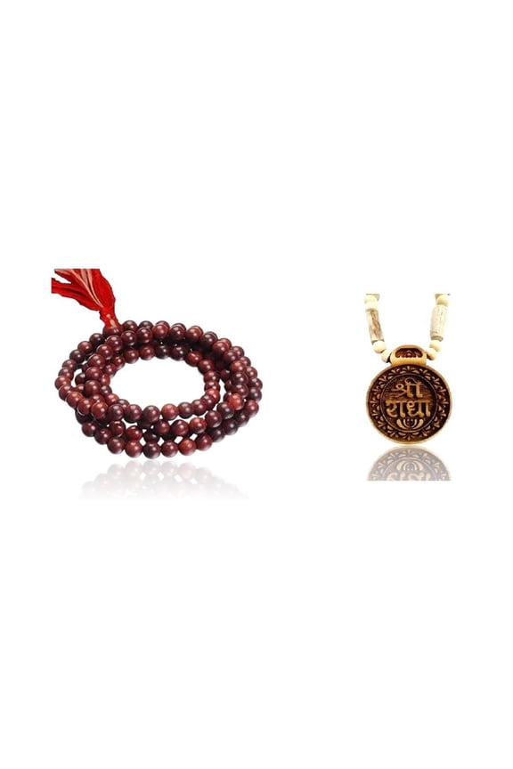 Radha Tulsi bead Necklace pendant and tulsi mala