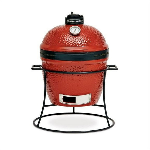 Kamado Joe Joe Jr. Portable Outdoor Ceramic Charcoal Grill & Sturdy Stand, Red