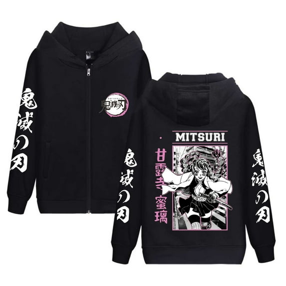 Kamado Nezuko Hoodie Jacket Tanjiro Zipper Sweatshirt Anime Nezuko Cosplay Kamado Tanjirou Zipper Novelty Jacket Unisex