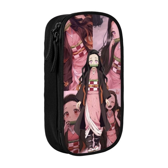 Kamado Nezuko Pencil Case Large Capacity Pencil Pouch Pen Bag Office Stationery Organizer Travel Makeup Bag Black