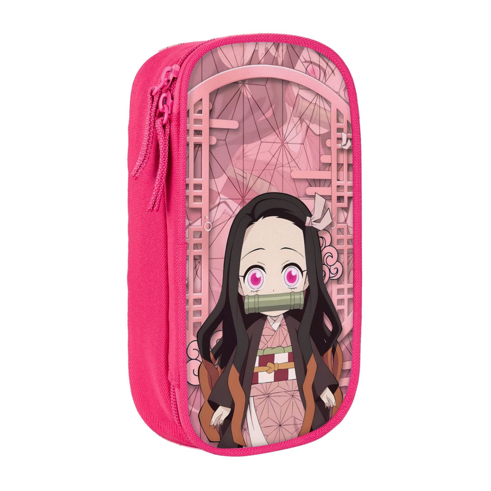 Kamado Nezuko Pencil Case Large Capacity Pencil Pouch Pen Bag Office Stationery Organizer Travel Makeup Bag Pink