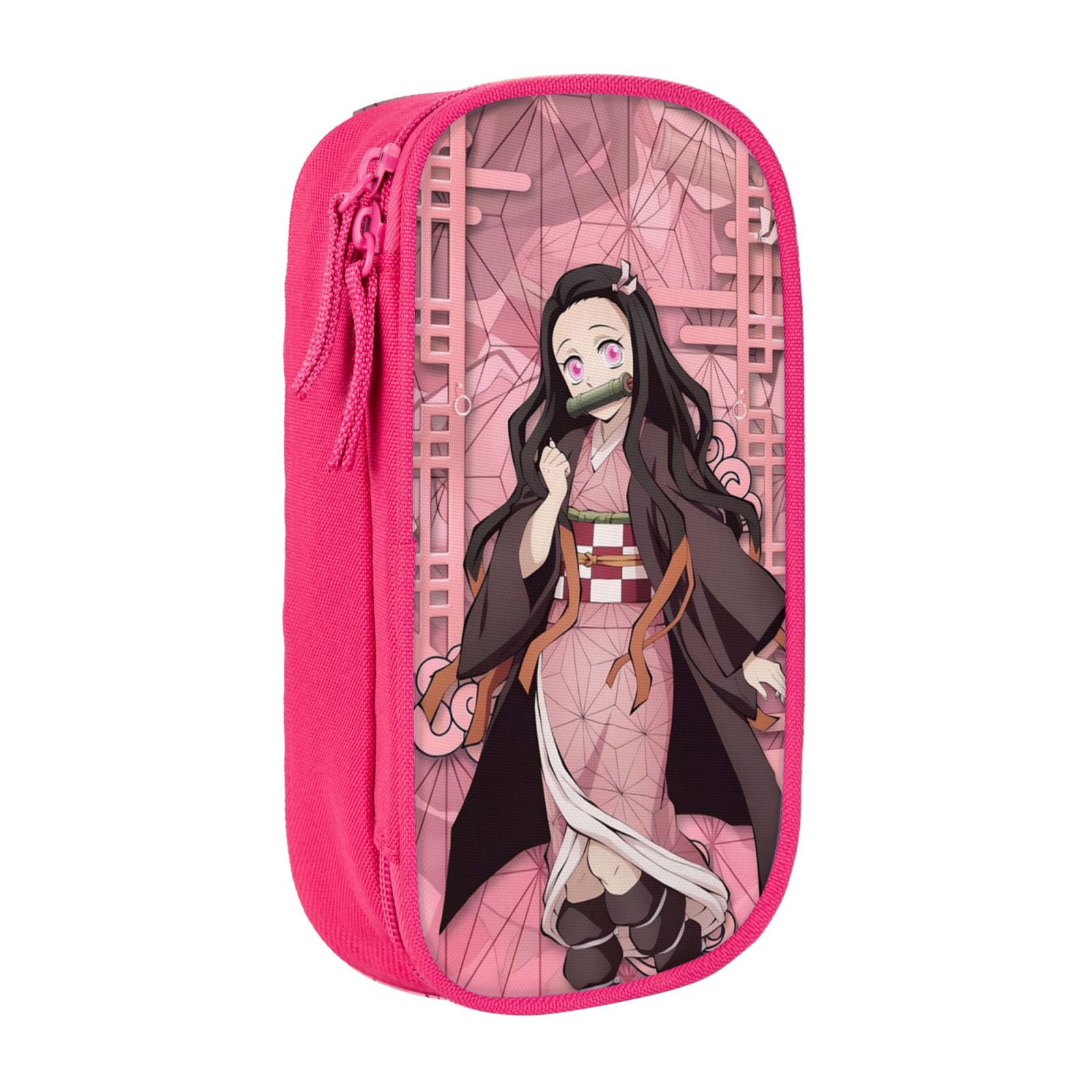 Kamado Nezuko Pencil Case Large Capacity Pencil Pouch Pen Bag Office Stationery Organizer Travel Makeup Bag Pink