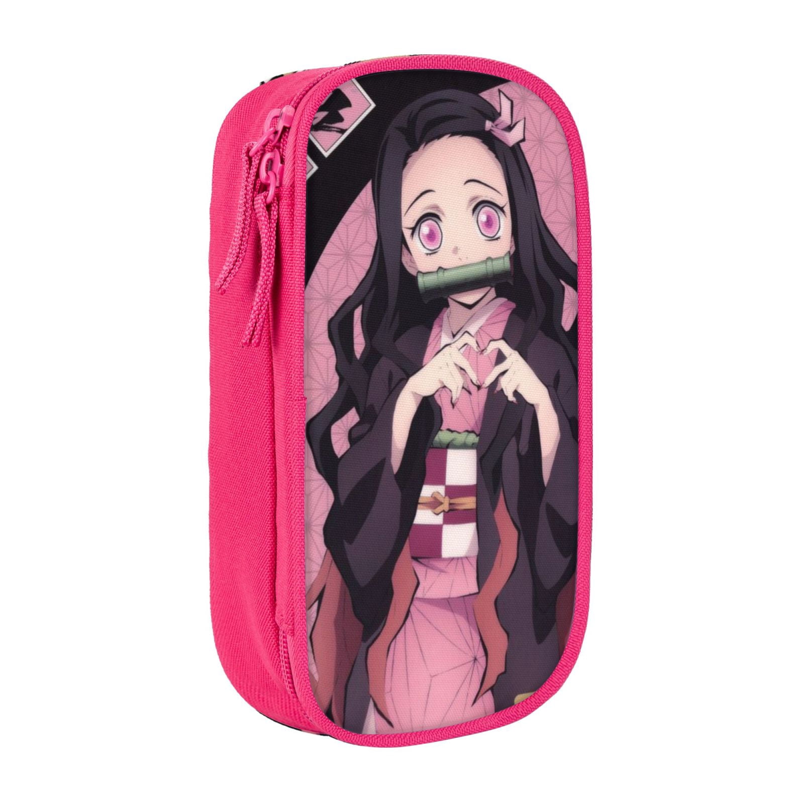 Kamado Nezuko Pencil Case Large Capacity Pencil Pouch Pen Bag Office Stationery Organizer Travel Makeup Bag Pink