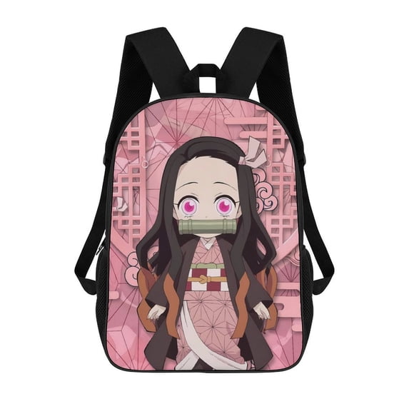 Kamado Nezuko Printed Backpack 17 Inch Shoulder Backpack Lightweight High-capacity Casual Daypack Bookbag
