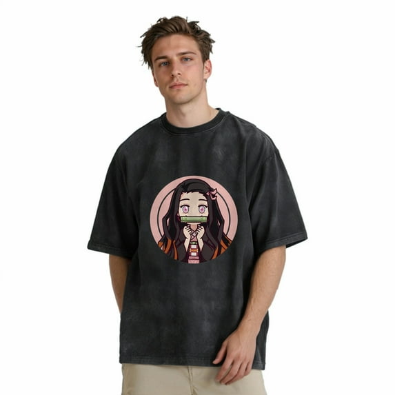 Kamado Nezuko Retro Style Unisex Summer Street Short Sleeved T - Shirt