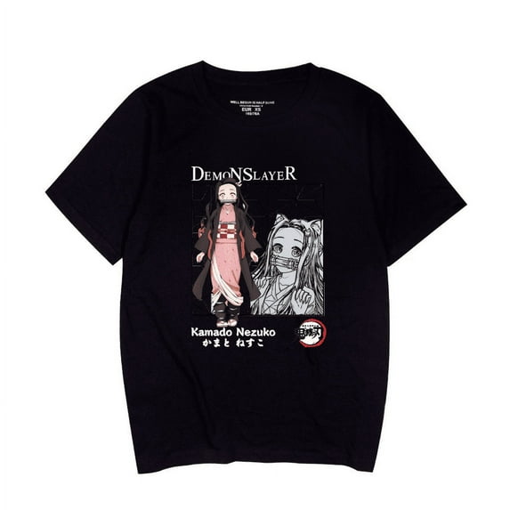 Kamado Nezuko T-shirt short sleeve summer crewneck cotton black and white top