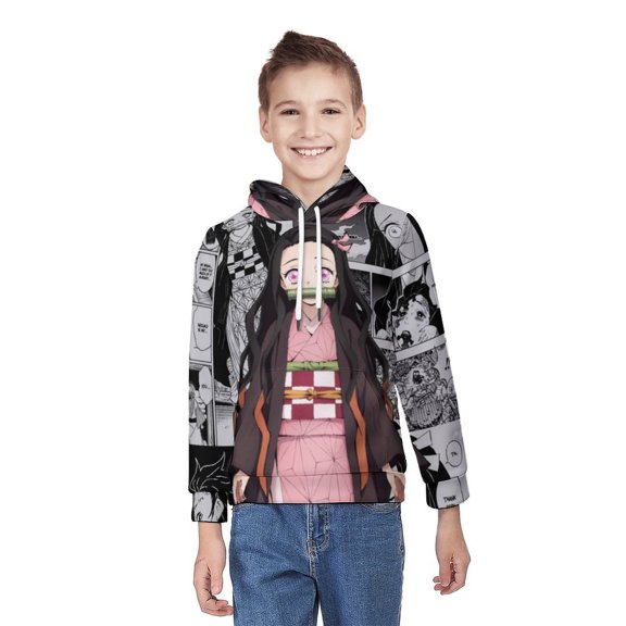 Kamado Nezuko Youth Hoodies Boys Girls 3D Printed Sweatshirt Fall Winter Clothes Long Sleeves Pullover Sweater L