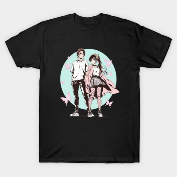 Kamado Tanjiro and Kanao Tsuyuri Anime Inspired Graphic Unisex T-Shirt for Casual Everyday Wear up to 5XL