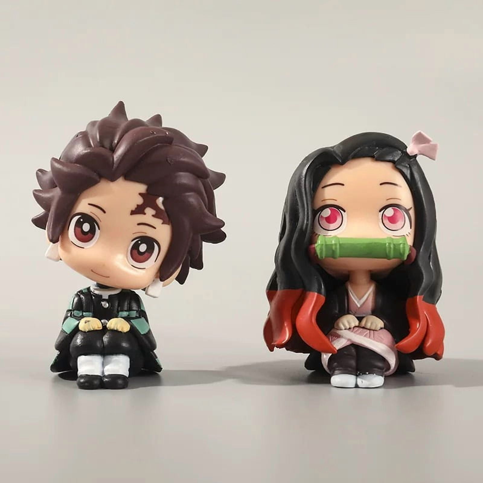 Kamado Tanjirou Figure Kamado Nezuko‌‌ Figure Q Version Sitting Look Up Anime Figures 10cm/3.9inch Character Statue Model Ornament Gifts