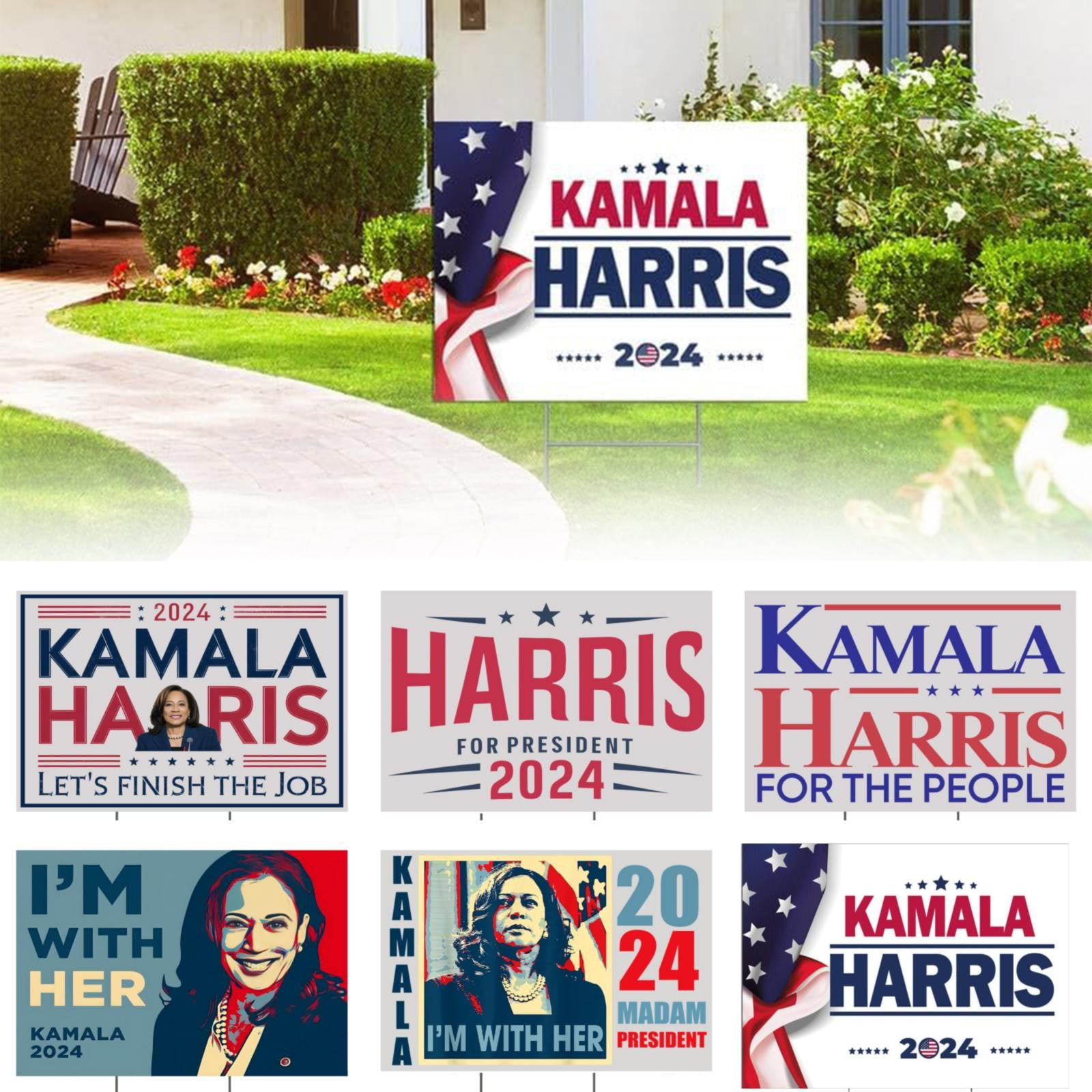 Kamala 2025 for President Yard Sign 18"x12" DoubleSided With 15