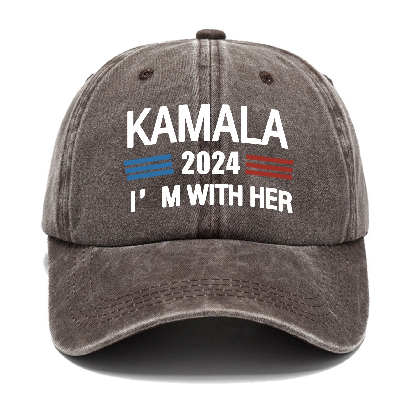 Kamala Cap Embroidered Letters 2024 Sunhat Splicing Distress Washed ...
