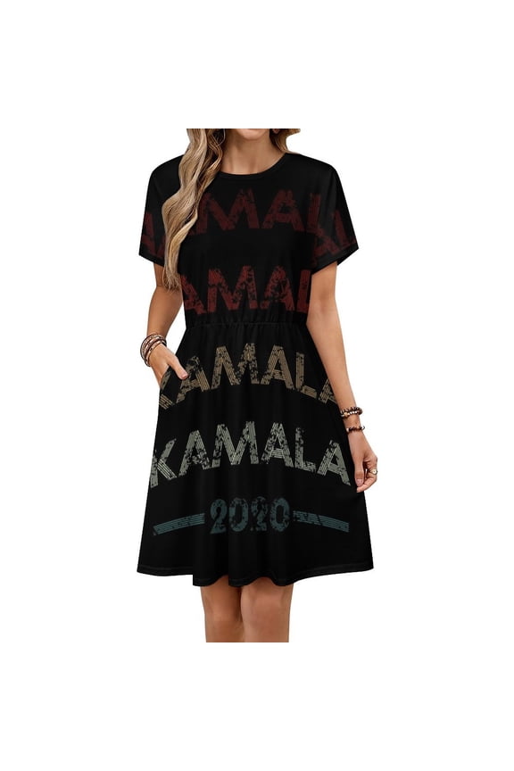 Kamala Harris 2020 Vintage Style Dress Summer Street Style Dresses Female Short Sleeve Printed Sundress