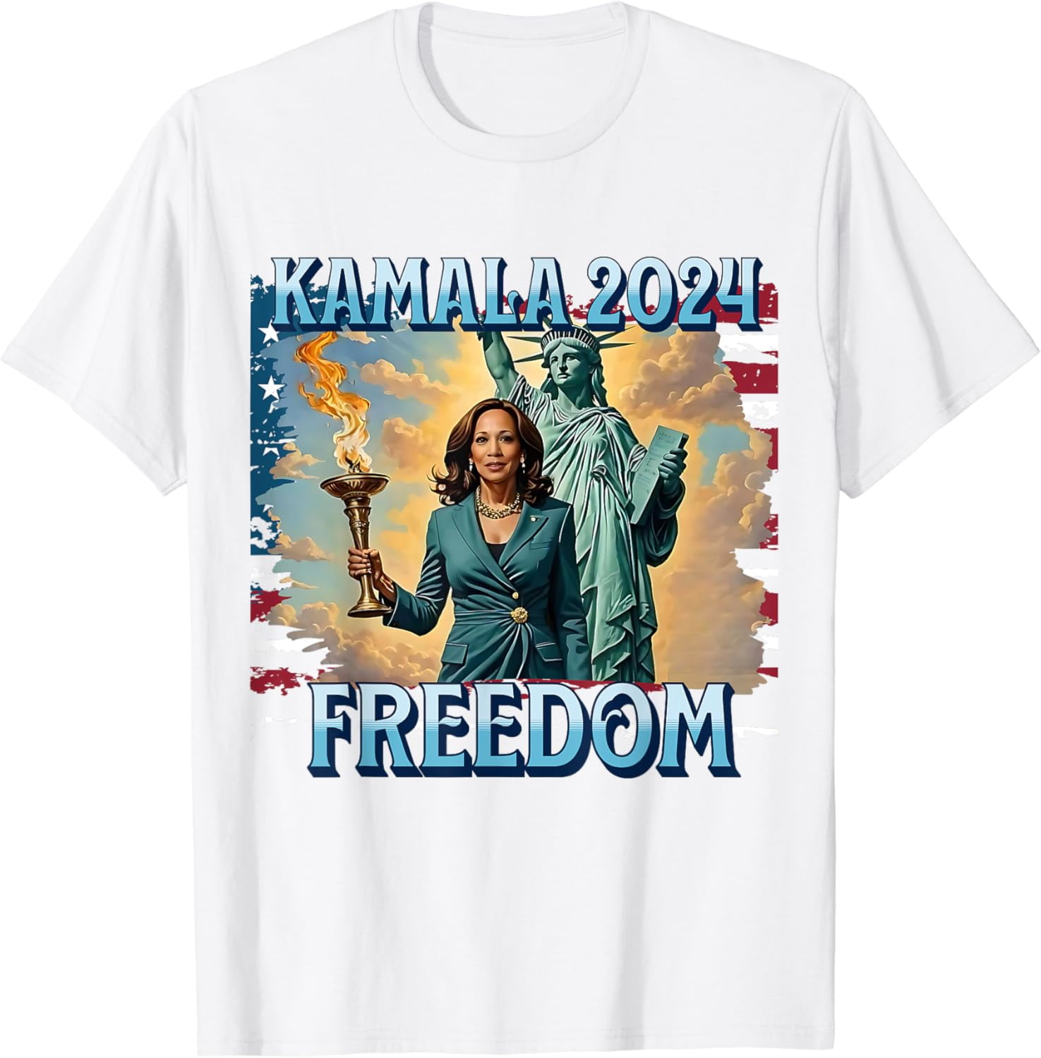 Kamala Harris 2024 For President Campaign Lady Liberty Torch TShirt