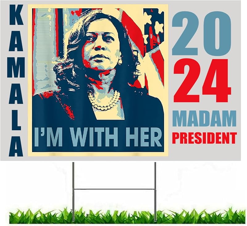 Kamala Harris 2024 For President Yard Sign, Red White & Blue, Double