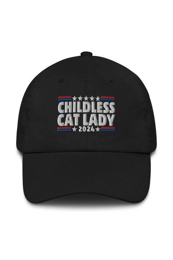 Kamala Harris 2024 Hat – Childless Cat Lady - Baseball Cap - Embroidered  (Black)