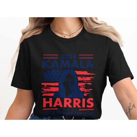 Kamala Harris 2024 Let's Finish The Job T-Shirt (XL, Black)