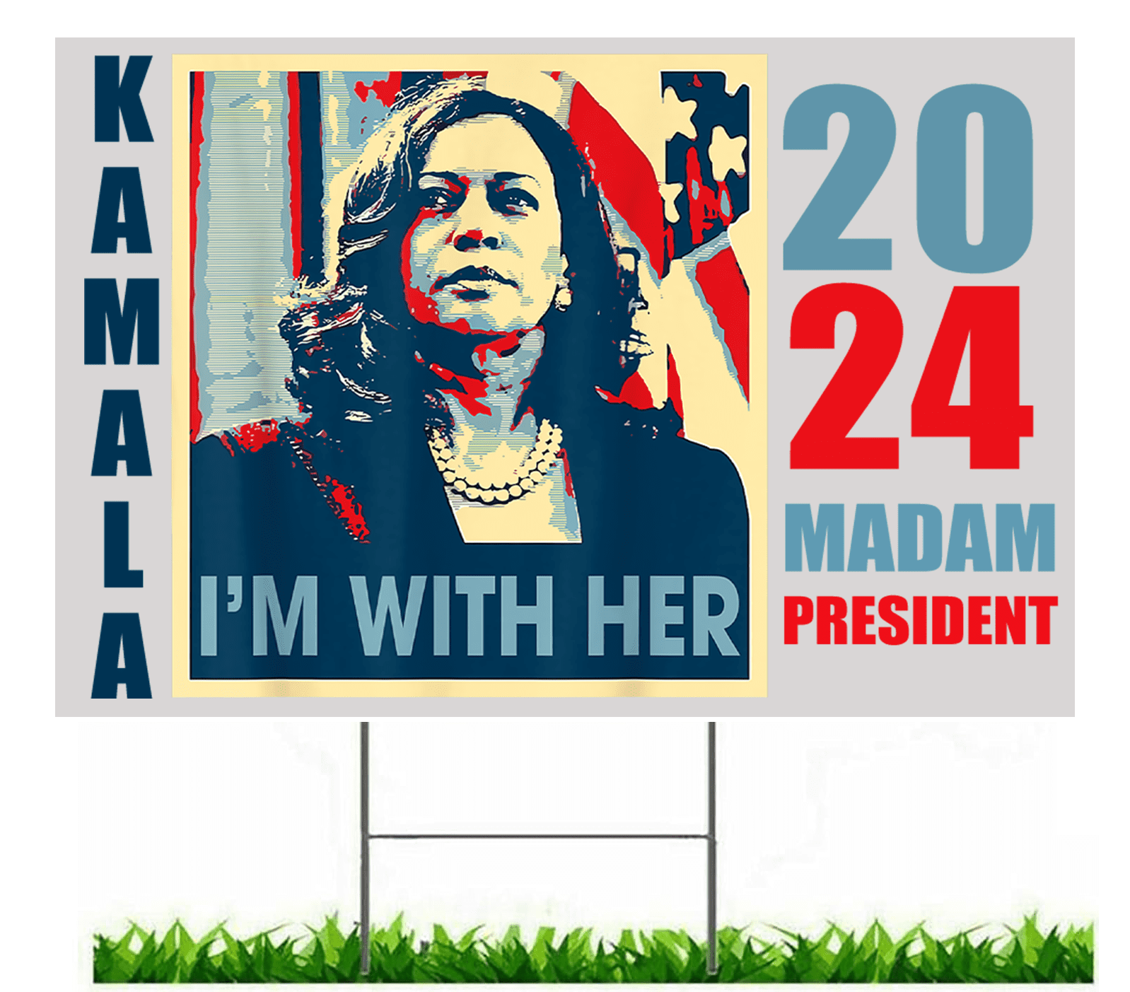 Kamala Harris 2024 for President Yard Sign 18"x12" Double-Sided, Comes with Metal 15" H Stake UV resistant Fade Resistant Kamala For the People Lets Frinish the Job