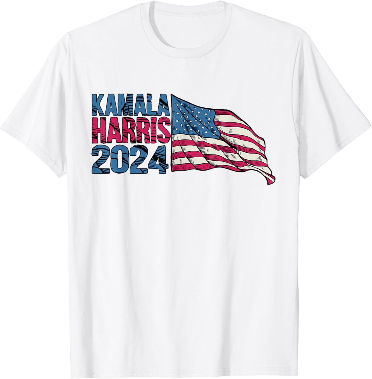 Kamala Harris- Harris 2024 US Flag Democratic President Flag T-Shirt ...