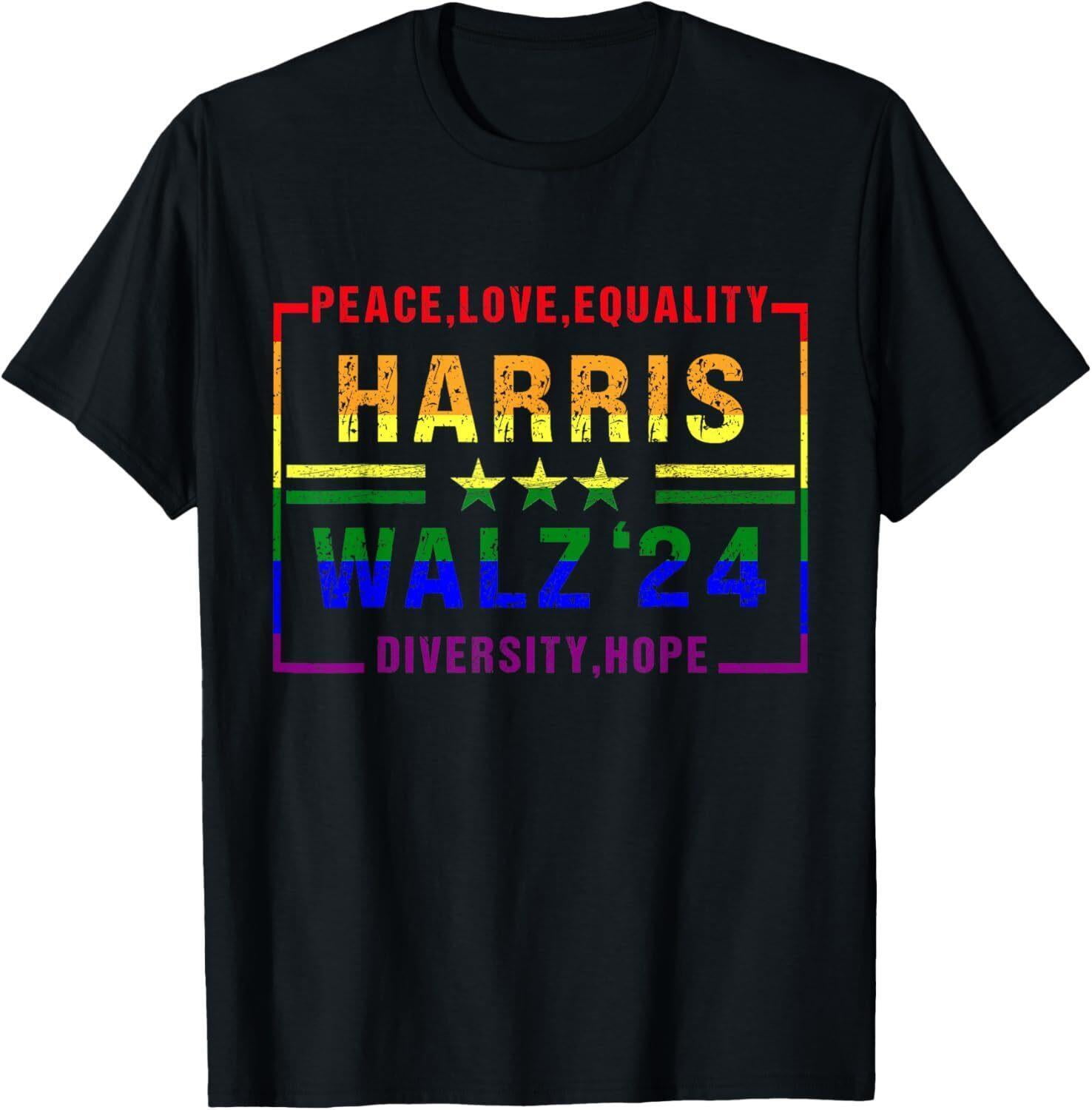 Kamala Harris Tim Walz 2024 Peace LGBT Harris Walz Waltz TShirt