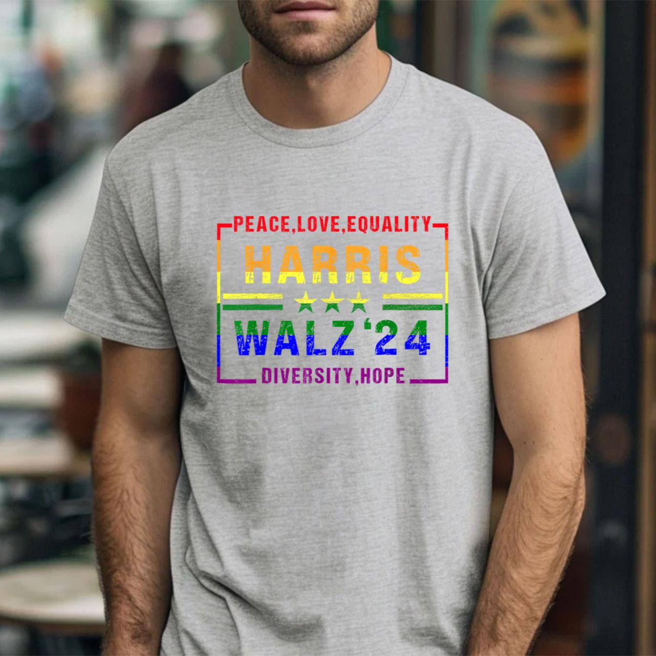 Kamala Harris Tim Walz 2024 Peace Lgbt Harris Walz Waltz T Shirt