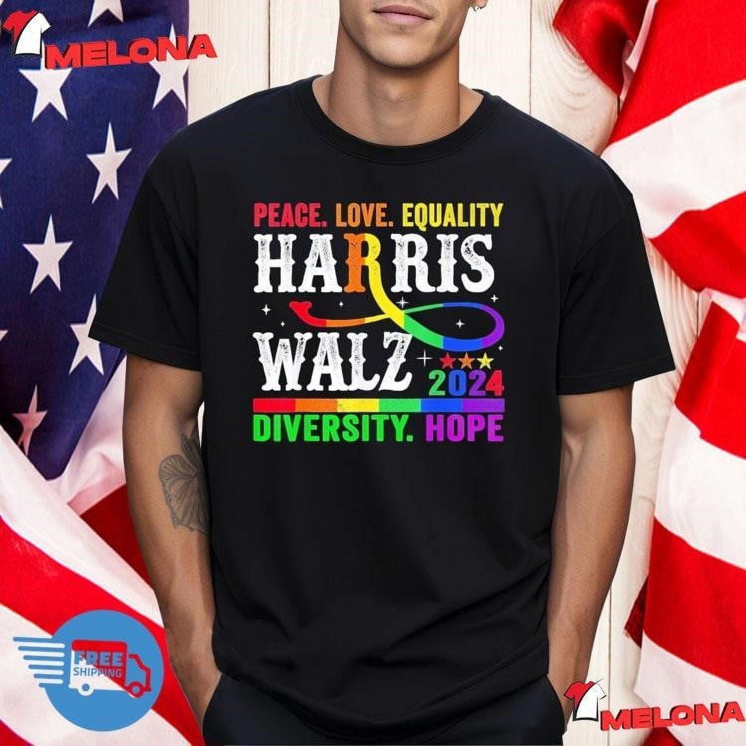 Kamala Harris Tim Walz 2025 Peace Lgbt Harris Walz Walz T Shirt