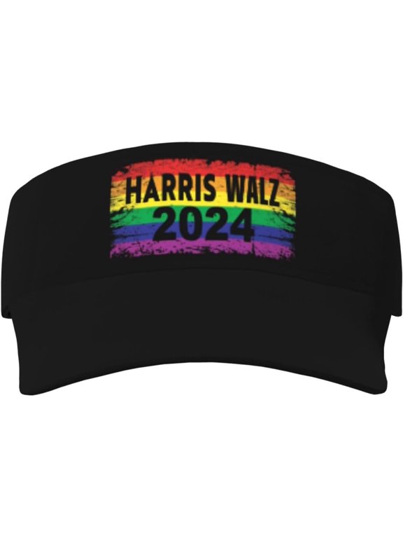 Kamala Harris Waltz Walz 2024 Rainbow Gay Pride LGBT Visor Cap Adjustable Uv Protection Sun Visor Hats Empty Top Baseball Hat for Women and Men