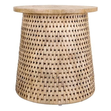 NPD Furniture Kamari Rattan Side/End Table w/ Wood Top