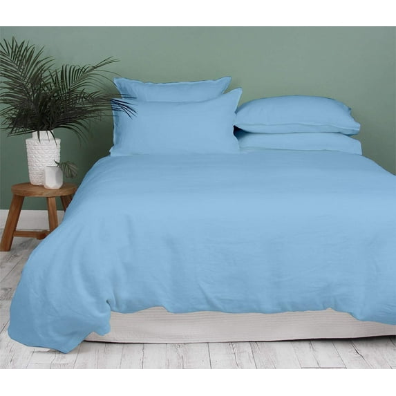 Kamas 1 Piece Solid Oversized Queen Light Blue Duvet Cover 100% Egyptian Cotton 600 Thread Count with Zipper & Corner Ties Luxurious Quality