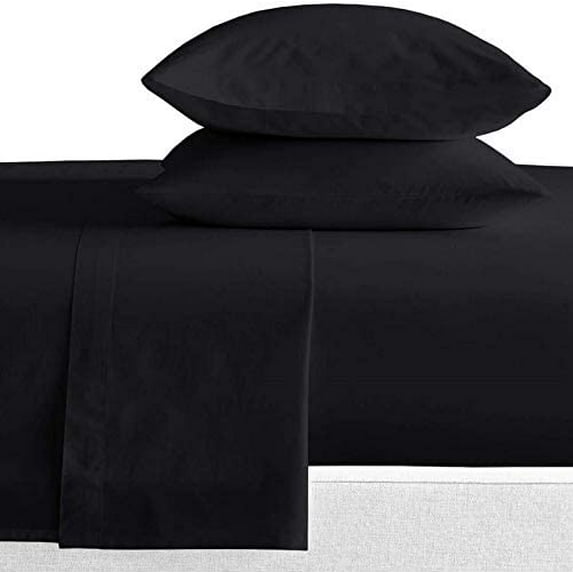 Kamas Black Cal King Sheets Set- 600 Thread Count 100% Egyptian Cotton - Sateen Weave for Soft and Silky Feel, Fits Mattress Upto 16'' Deep Pocket