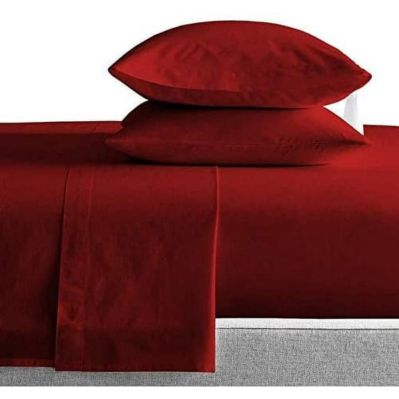 Kamas Burgundy Full Sheets Set - 600 Thread Count 100% Egyptian Cotton- Sateen Weave for Soft and Silky Feel, Fits Mattress Upto 16'' Deep Pocket