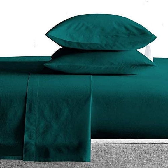 Kamas Teal Queen Sheets Set- 600 Thread Count 100% Egyptian Cotton- Sateen Weave for Soft and Silky Feel, Fits Mattress Upto 16'' Deep Pocket