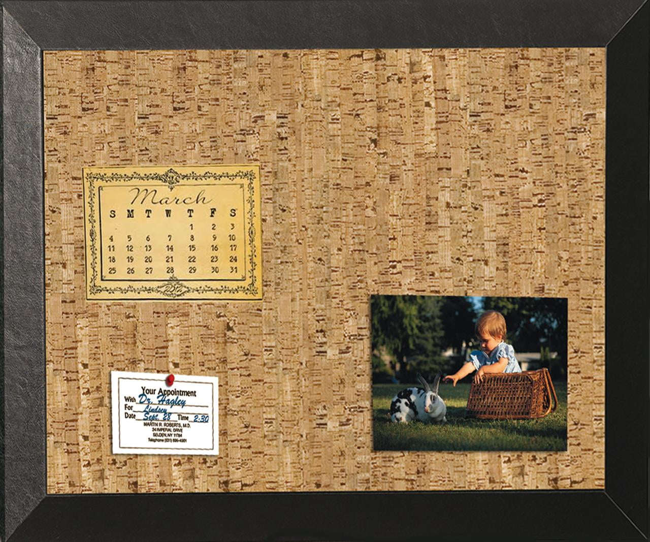Kamashi Cork Bulletin Board, Black MDF Frame, 24" X 36"